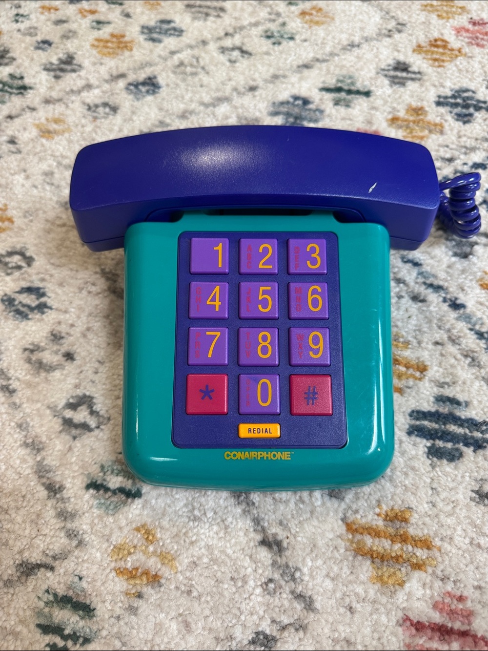 Vintage 90s Conair Phone Teal Purple Retro Desk Telephone Y2K Collectible
